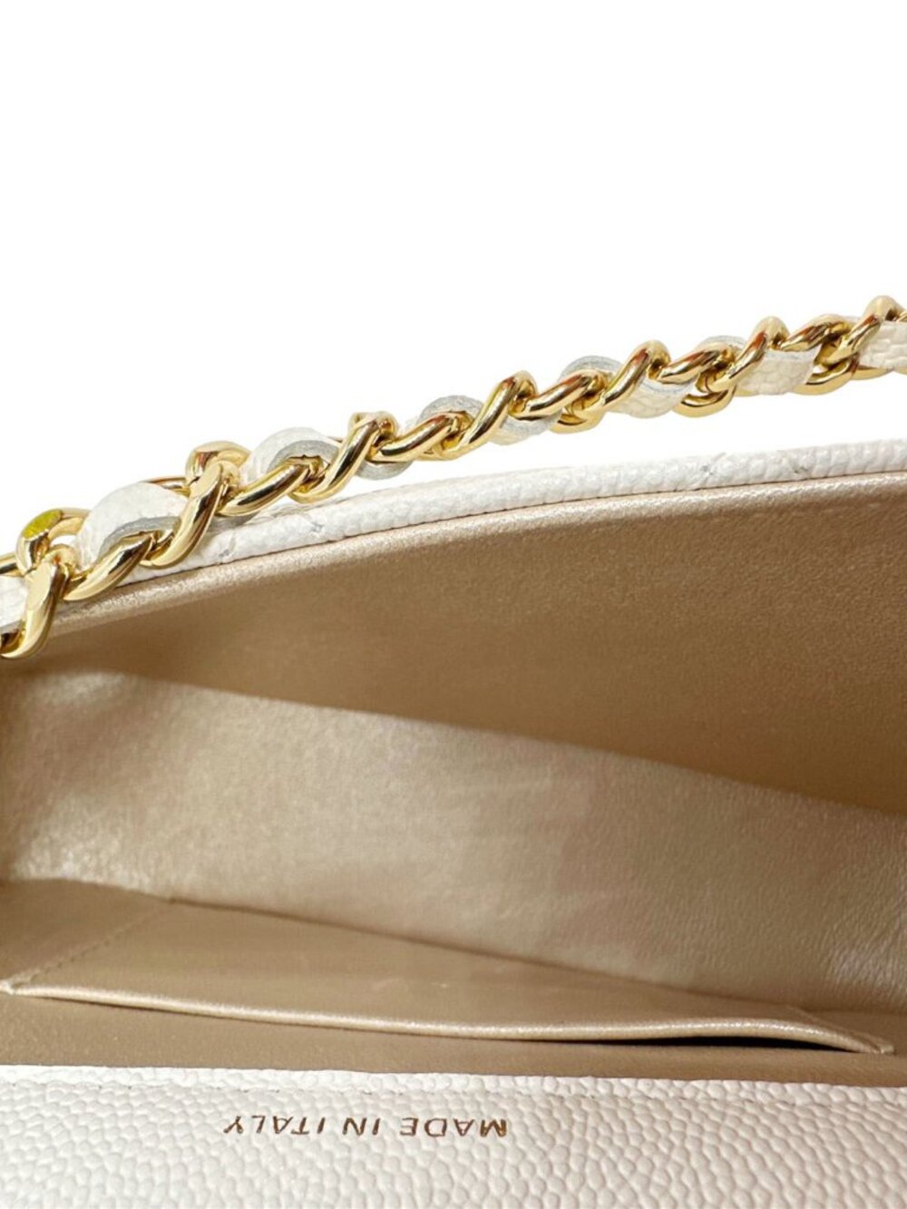 Chanel CC Frame Flap Quilted Caviar Leather Crossbody Bag White - Picture 10 of 11